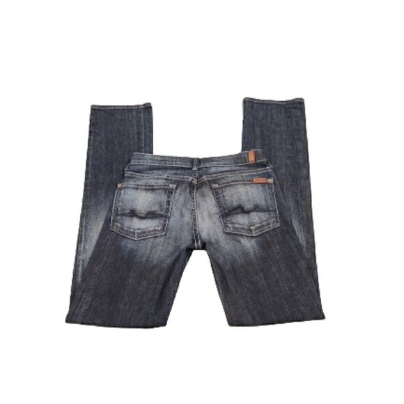 7 For All Mankind Mid-Rise Ripped Knees Straight Jeans - Picture 3 of 6